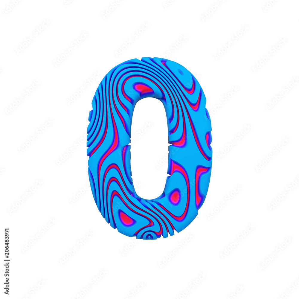 Alphabet number 0. Sporty font made of blue bold sign. 3D render isolated on white background. Alphabet number 0. Sporty font made of blue bold sign. 3D render isolated on white background.