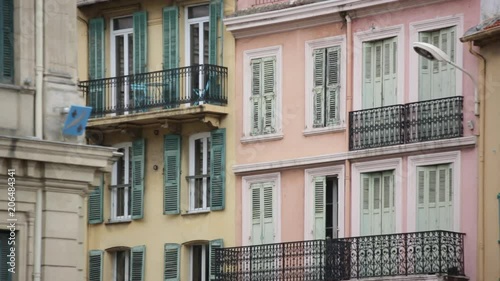 Facades of typical French flats, Cannes, France, Europe photo