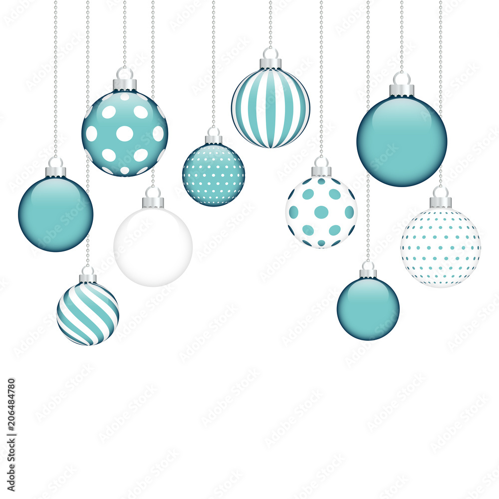 10 Hanging Christmas Balls Pattern Turquoise 10 Hanging Christmas Balls Pattern Turquoise