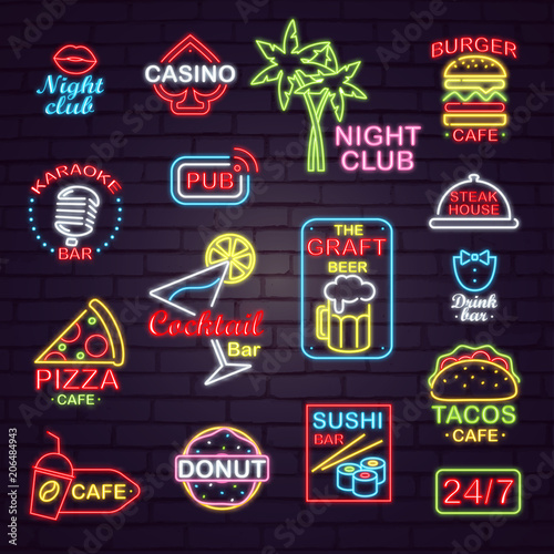 Neon Street Signboards for Night Clubs and Cafes