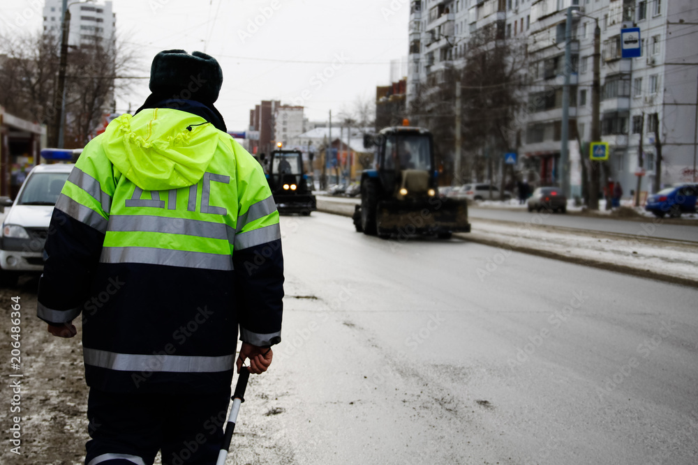 A policeman patrols the traffic A policeman patrols the traffic