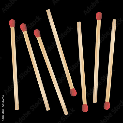 matches scattered on a black background object