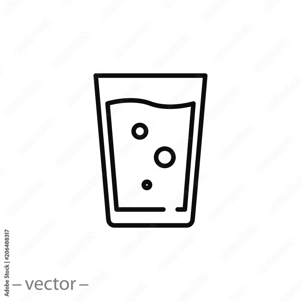 glass of water icon, line sign - vector illustration eps10 glass of water icon, line sign - vector illustration eps10