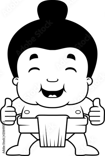 Cartoon Sumo Boy Thumbs Up