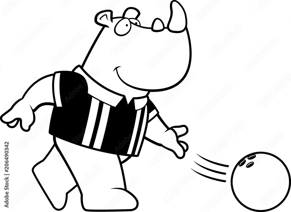 Cartoon Rhino Bowling