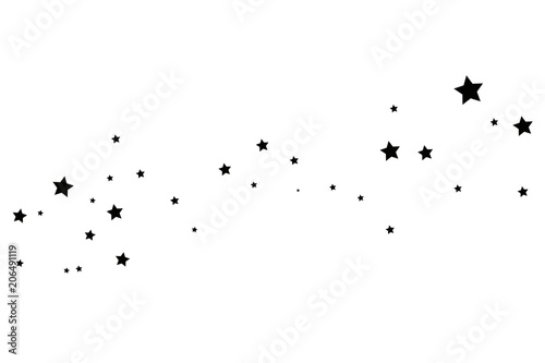 Black Shooting Star with Elegant Star Trail on White Background