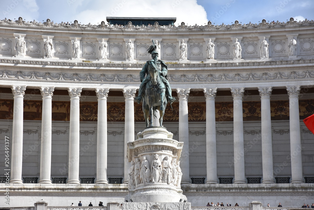 The Altare della Patria or Il Vittoriano, is a monument built in honor of Victor Emmanuel, the first king of a unified Italy, located in Rome. Partial view