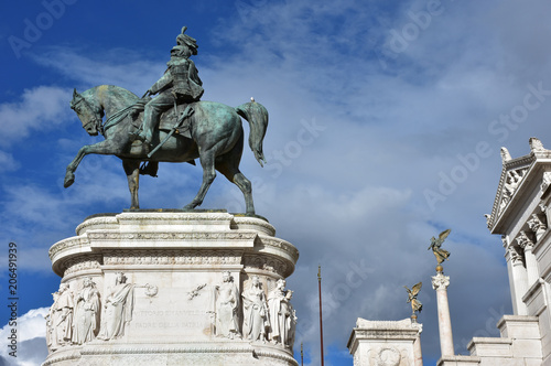 The Altare della Patria or Il Vittoriano, is a monument built in honor of Victor Emmanuel, the first king of a unified Italy, located in Rome. bronze of Victor Emmanuel photo