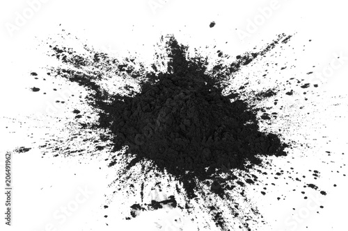 Activated charcoal powder isolated on white photo