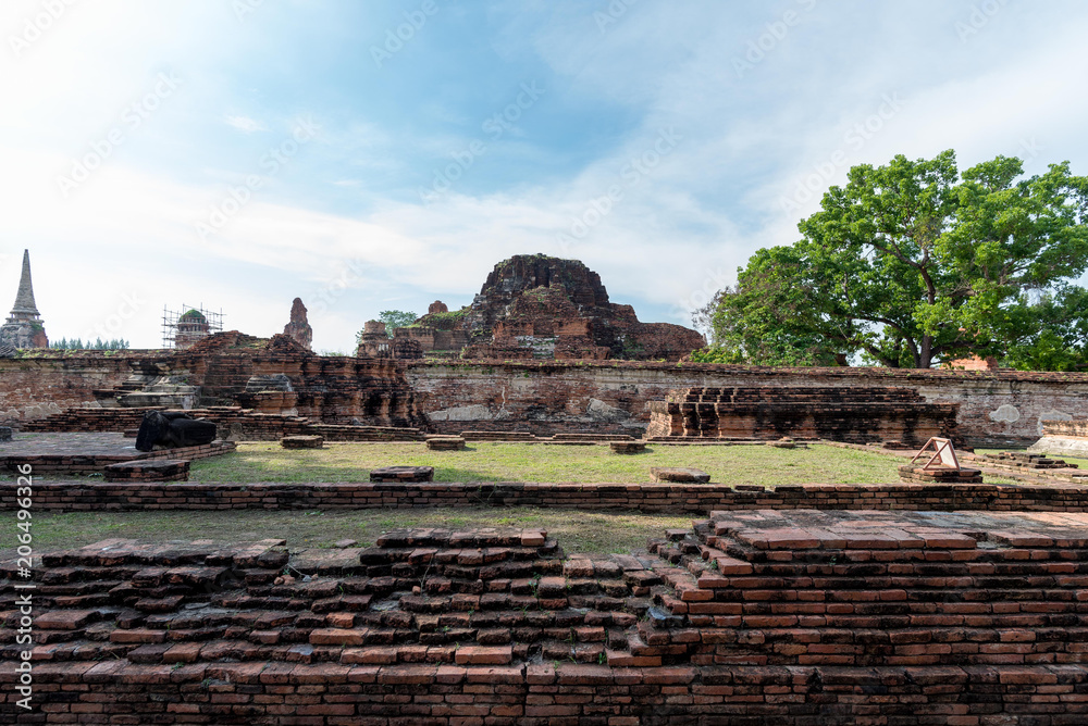 The remain of the central pagoda at Wat MahaThat, Ayutthaya city, Thailand