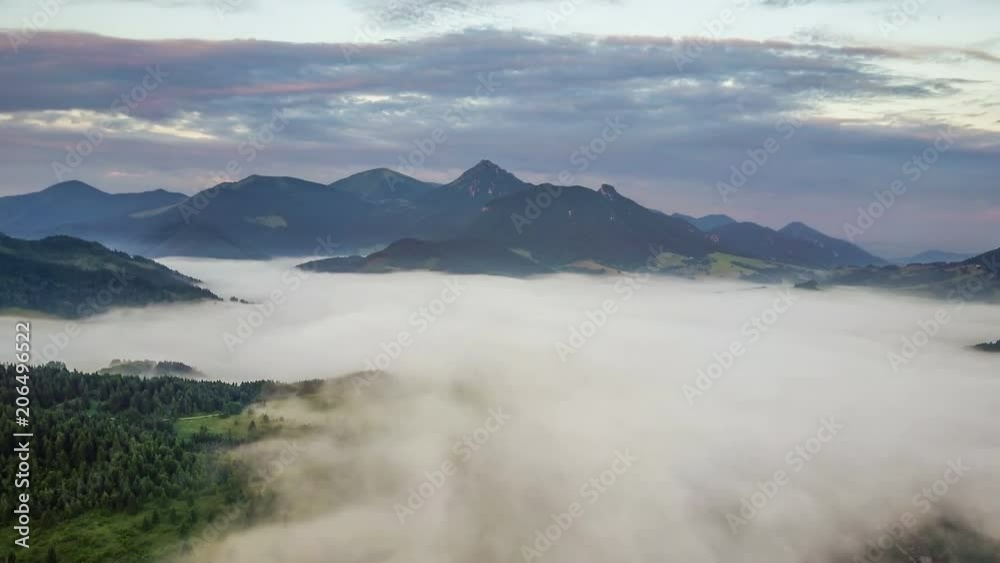 Morning above clouds in mountains Morning above clouds in mountains