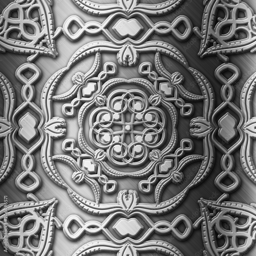 3D floral metal plate background
