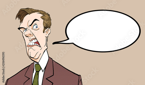 Angry boss. Annoyed politician. Angry man. Bad emotion.