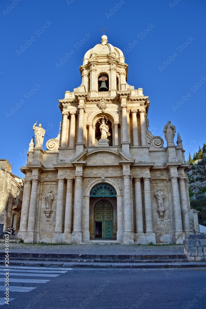Facade of San Bartolomeo Church, Scicli, Ragusa, Sicily, Italy, Europe