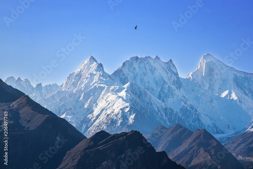 Rakaposhi is a high and beautiful mountain in the Karakoram Mountains of Pakistan.