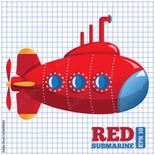 Submarine. Side view. Vector illustration.