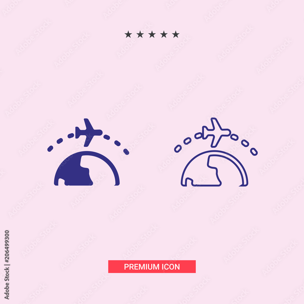 Fototapeta premium Airline services, minimal modern icon, international travel services