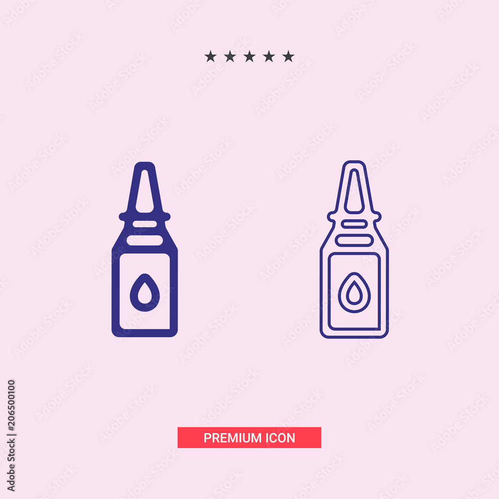 Dropper glyph icon. Pipette. Nasal or eye drops. Silhouette symbol Dropper glyph icon. Pipette. Nasal or eye drops. Silhouette symbol