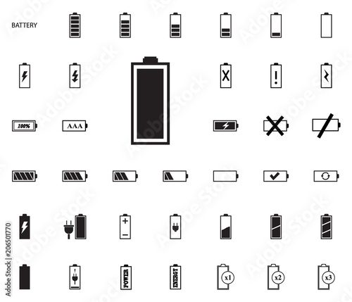 Battery vector illustration icons set.