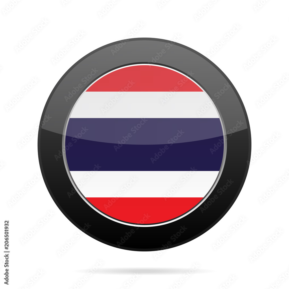 Flag of Thailand. Shiny black round button. Flag of Thailand. Shiny black round button.