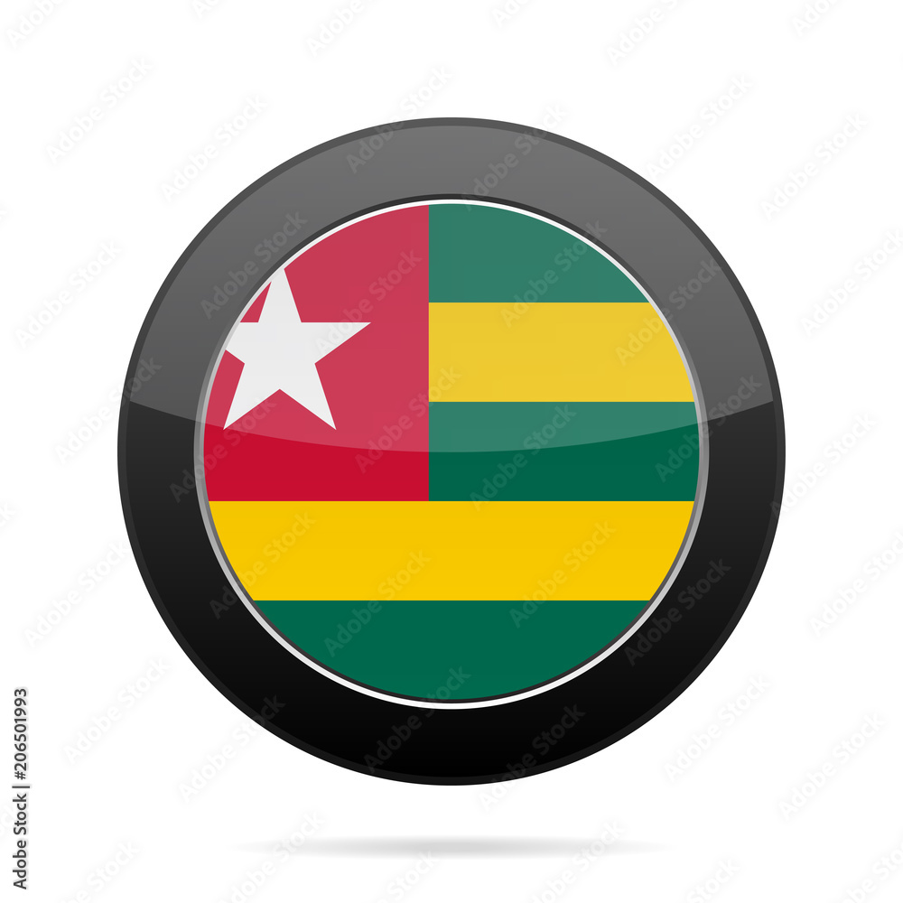 Flag of Togo. Shiny black round button. Flag of Togo. Shiny black round button.
