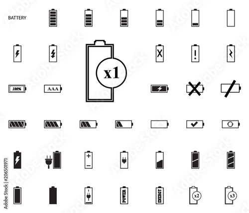 Battery vector illustration icons set.