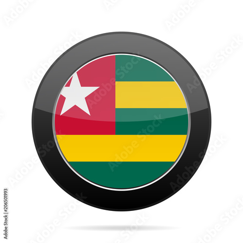 Free Download Flag of Togo. Shiny black round button. - GFXLoad