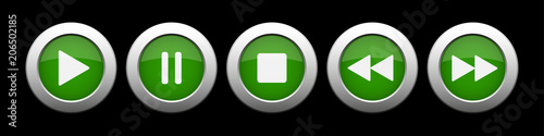 green metallic music control buttons set