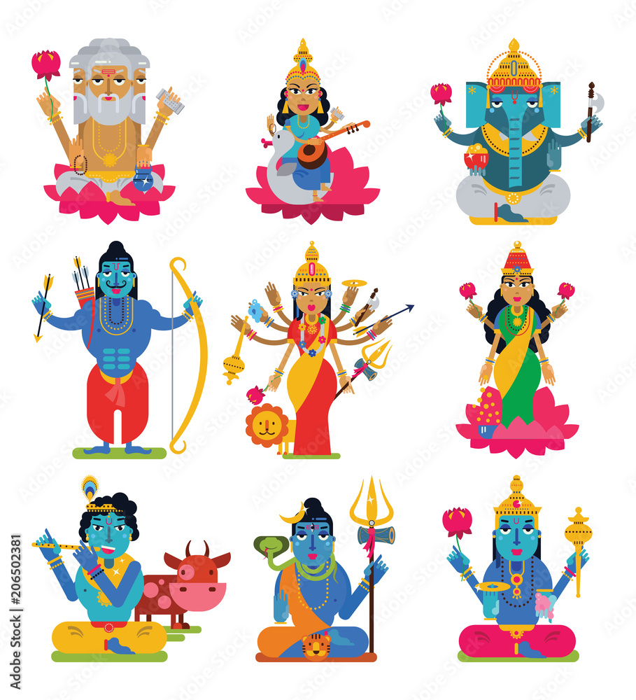 Indian god vector hindu godhead of goddess character and hinduism