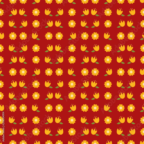 Nature flower hand drawn seamless pattern background floral summer flora vect...
