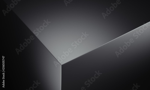 Realistic edge of black box, 3d rendering.