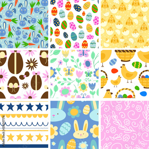 Easter seamless pattern background design vector holiday celebration party wa...