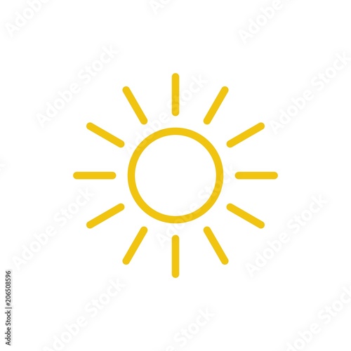 Sun icon vector. Line summer symbol. Trendy flat outline ui sign design. Thin linear graphic pictogram for web site, mobile application. Logo illustration. Eps10