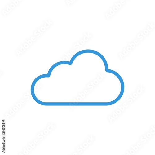 Cloud blueicon vector. Linecolor weather symbol isolated. Trendy flat outline ui sign design. Thin linear graphic pictogram for web site, mobile application. Logo cloud illustration. Eps10