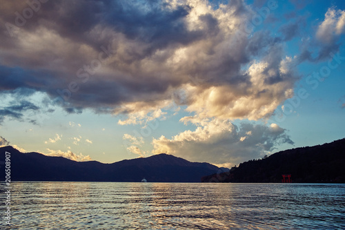 Sunset over Lake Ashi  Hakone
