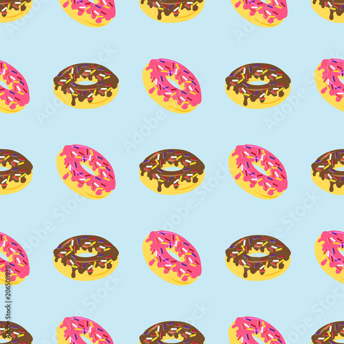 Desserts-seamless pattern background with mouth-watering donuts, vector illustration