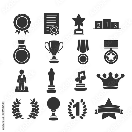 Vector image of set of award icons.