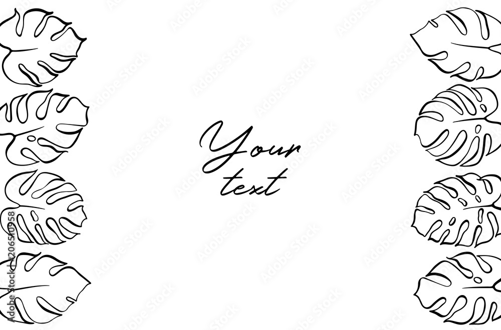 Obraz premium Vector template illustration with monstera leaf. 