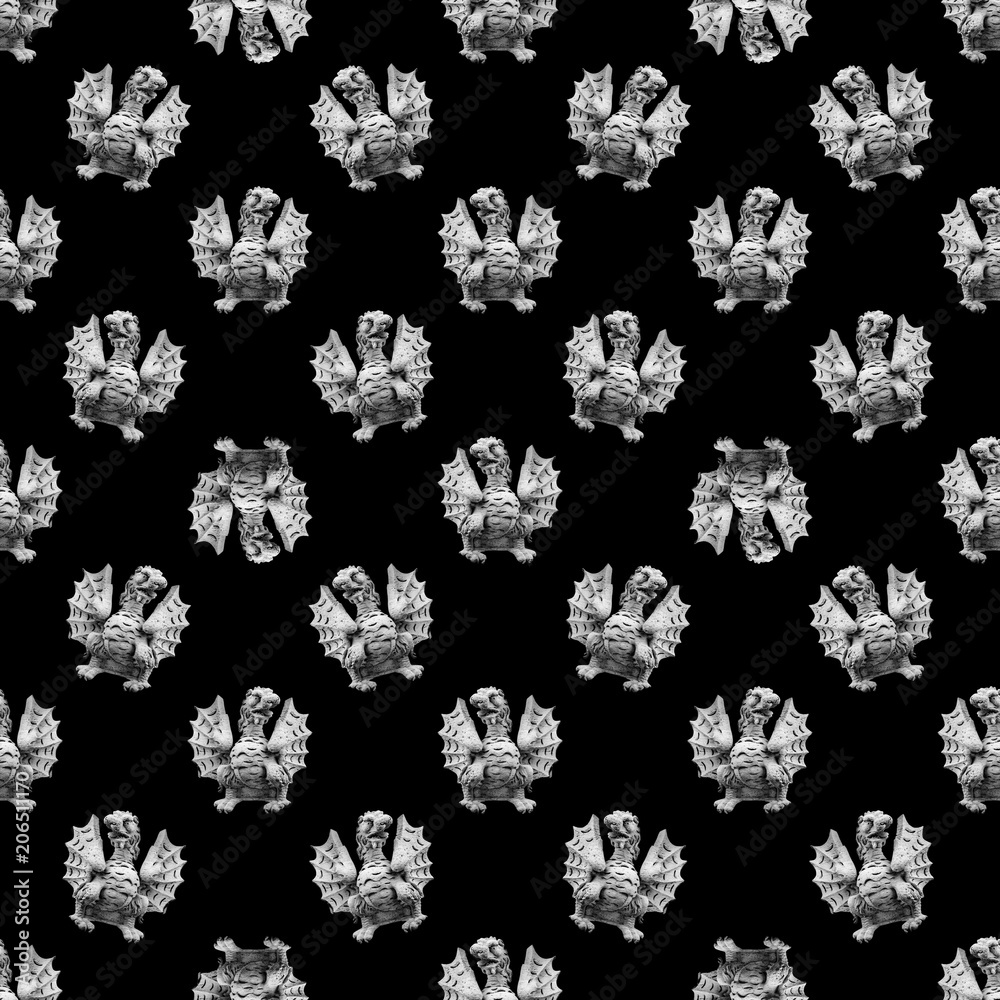 Obraz premium Demon Sculpture Motif Seamless Pattern