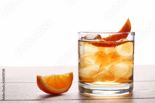 Valokuva godfather cocktail with orage and alcohol