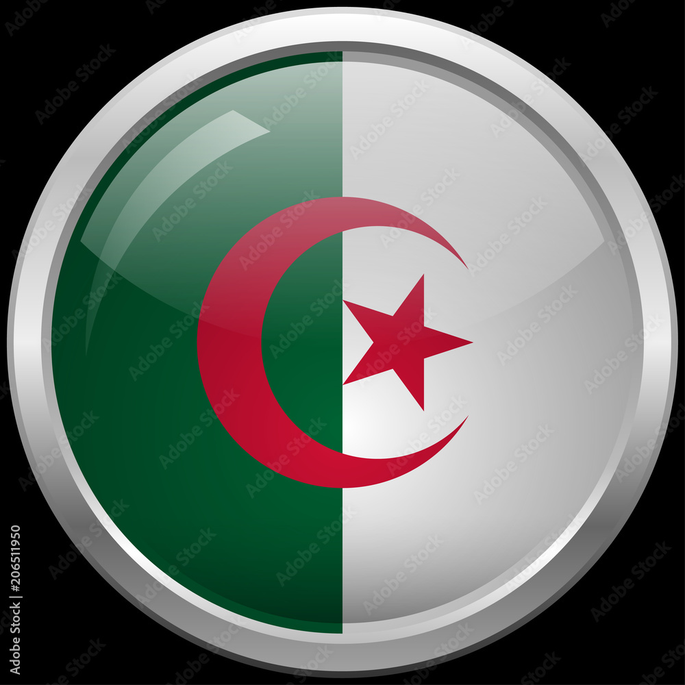 Algerian flag glass button vector illustration Algerian flag glass button vector illustration