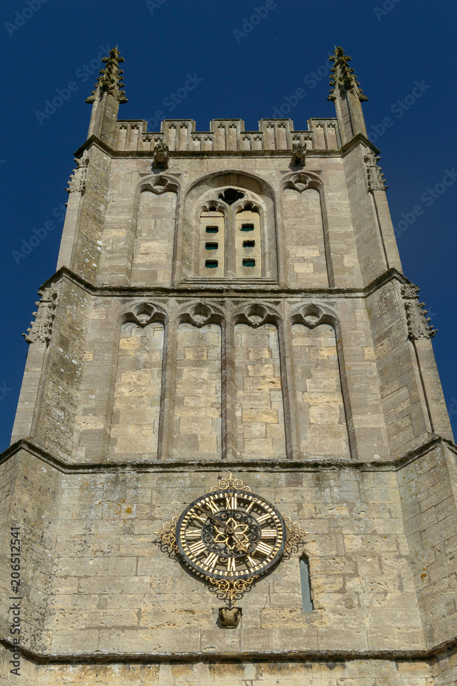 Tower of Parish Church of Saint Mary the Virgin in Wotton-under-Edge, Cotswold, Gloucestershire, England