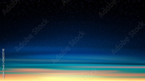 Evening shining starry sky, night cosmic background with stars, space, sunset sky