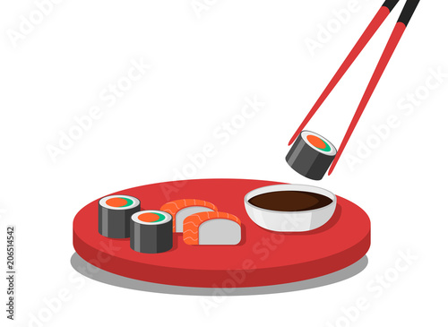 Japanese cuisine rolls and sushi