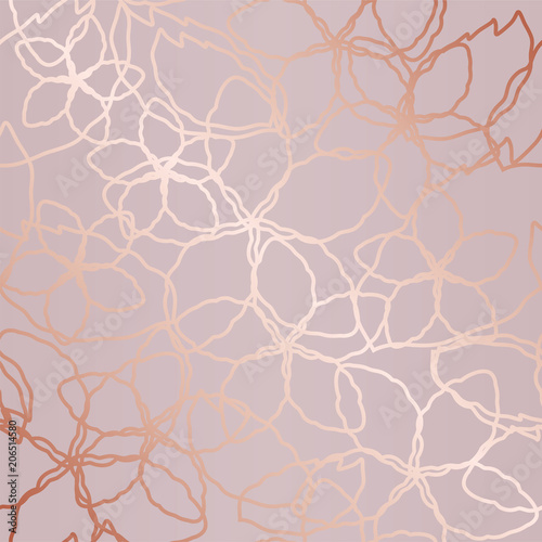 Seamless rose gold floral lines wallpaper