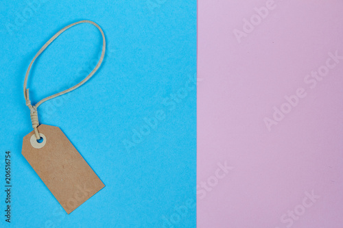 Price tag, gift tag, sale tag, address tag on pink-neon background.
