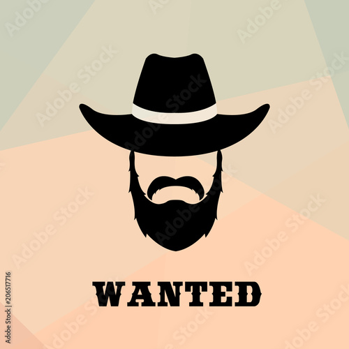 Poster Wanted with Bandit Portrait . People icon. Vector illustration.