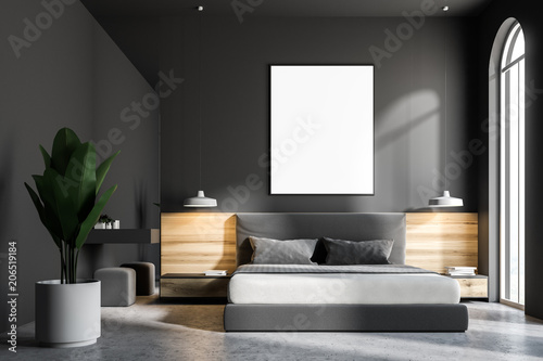 Gray bedroom interior  frame poster