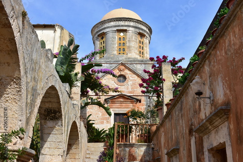 important Agia Triada monastery on Crete island photo