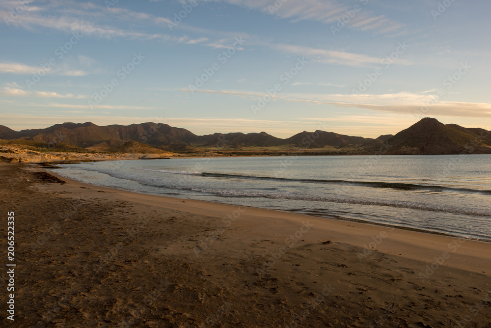 Sunrise on the beach of the Genoveses of Cabo de Gata